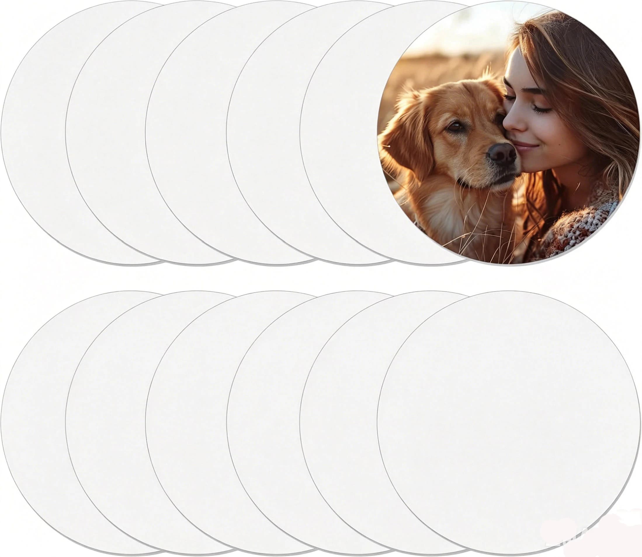 50pcs Aluminum Picture Frame Sublimation Round Disc Aluminum Sheets for DIY Photo Sign Gifts Indoor Outdoor Decor
