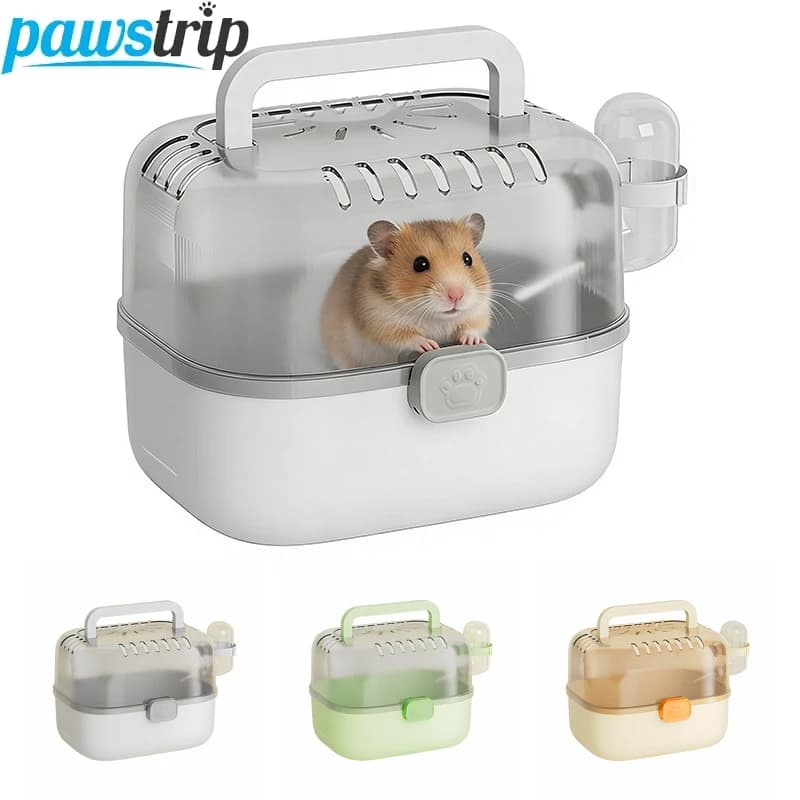 Trasportino Portatile per Criceti, Gabbia da Viaggio per Piccoli Animali con Bottiglia d'Acqua, Scatola per Trasporto Esterno per Criceti, Porcellini d'India, Ratti