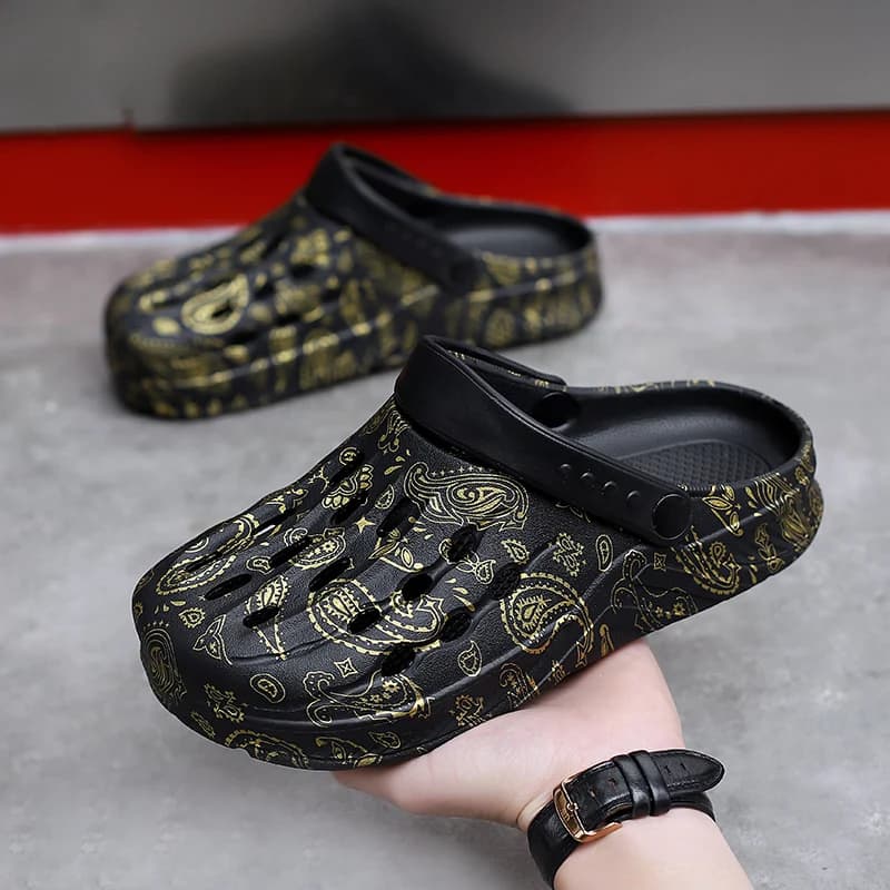 Men's Hollow-Out Trendy Outdoor Beach Sandals with Thick Soles for Couples