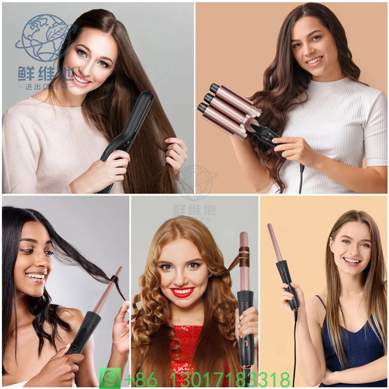 Kit Multifunzione 8 in 1 per Arricciare e Lisciare i Capelli con Ferro Arricciacapelli Staccabile