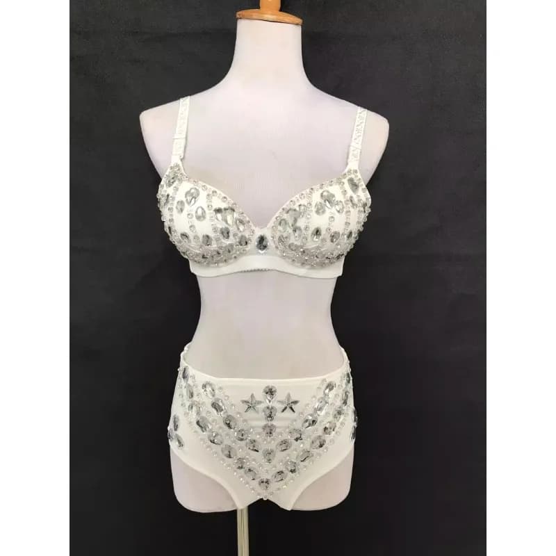 pantaloncini a vita bassa con reggiseno sexy con diamanti super lucidi cuciti a mano personalizzati, set da 2 pezzi, discoteca, cantante DJ, vestito da palcoscenico