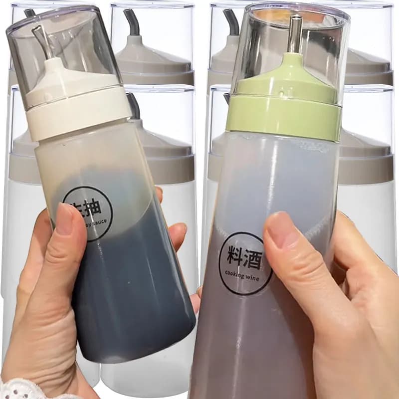 Bottiglie per Olio Trasparenti Sicure per Alimenti con Beccuccio in Acciaio Inox Antigoccia Dispenser per Olio con Vista Chiara Contenitore per Cucina
