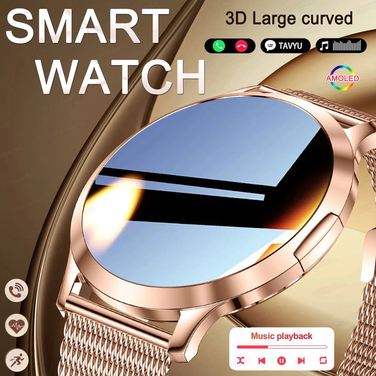2026 Nuovo NFC Smart Watch da donna 1.32 "Full HD Touch Screen Pressione sanguigna IP69K Impermeabile 7.3mm Ultra sottile Smart Watch da donna