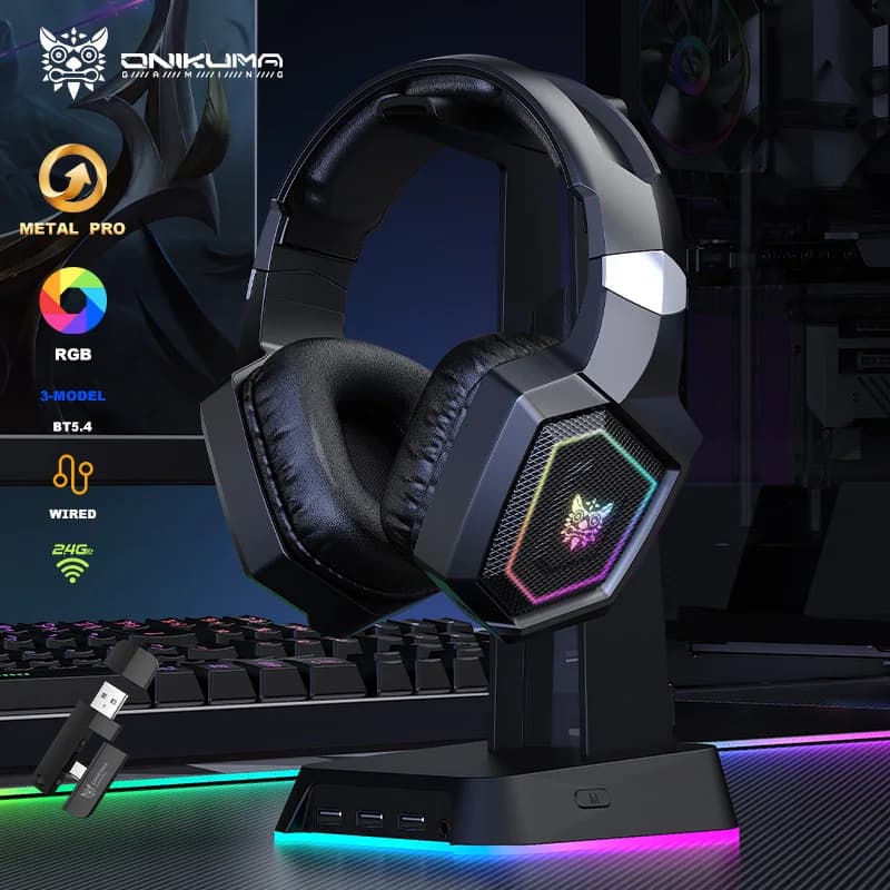 ONIKUMA GT806 Tri-Mode gaming headphones with PS4, PC, mobile devices, 5.3 2.4 GHz wireless gaming headphones