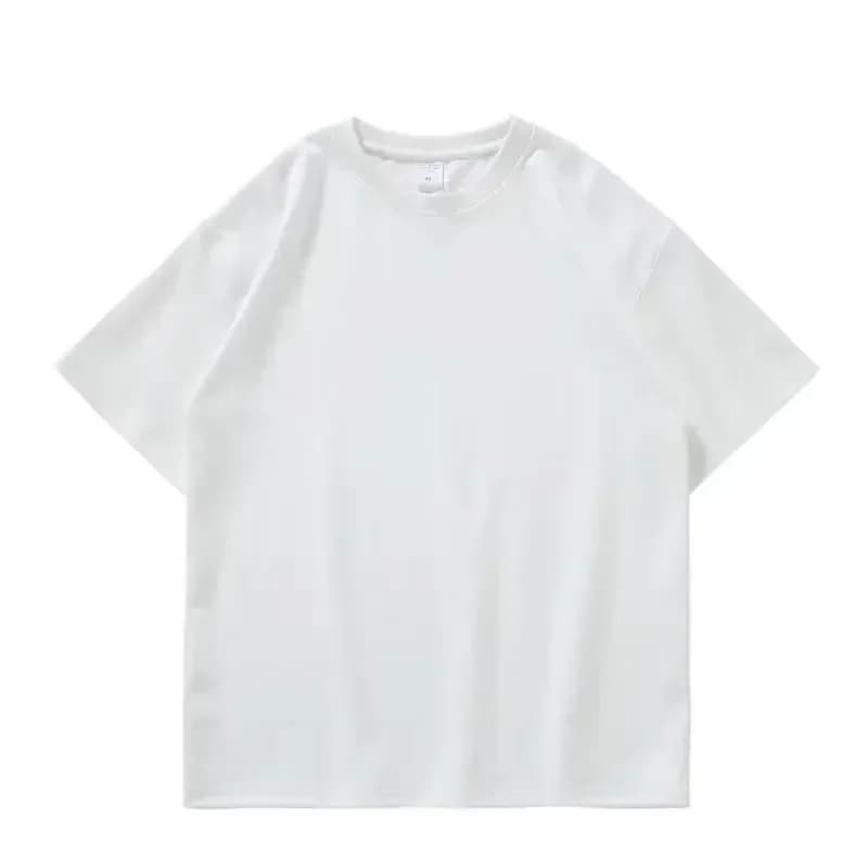 Nero Bianco GSM 500g T-shirt in puro cotone resistente con filettatura ispessita girocollo maniche corte T-shirt a mezza manica a tre aghi