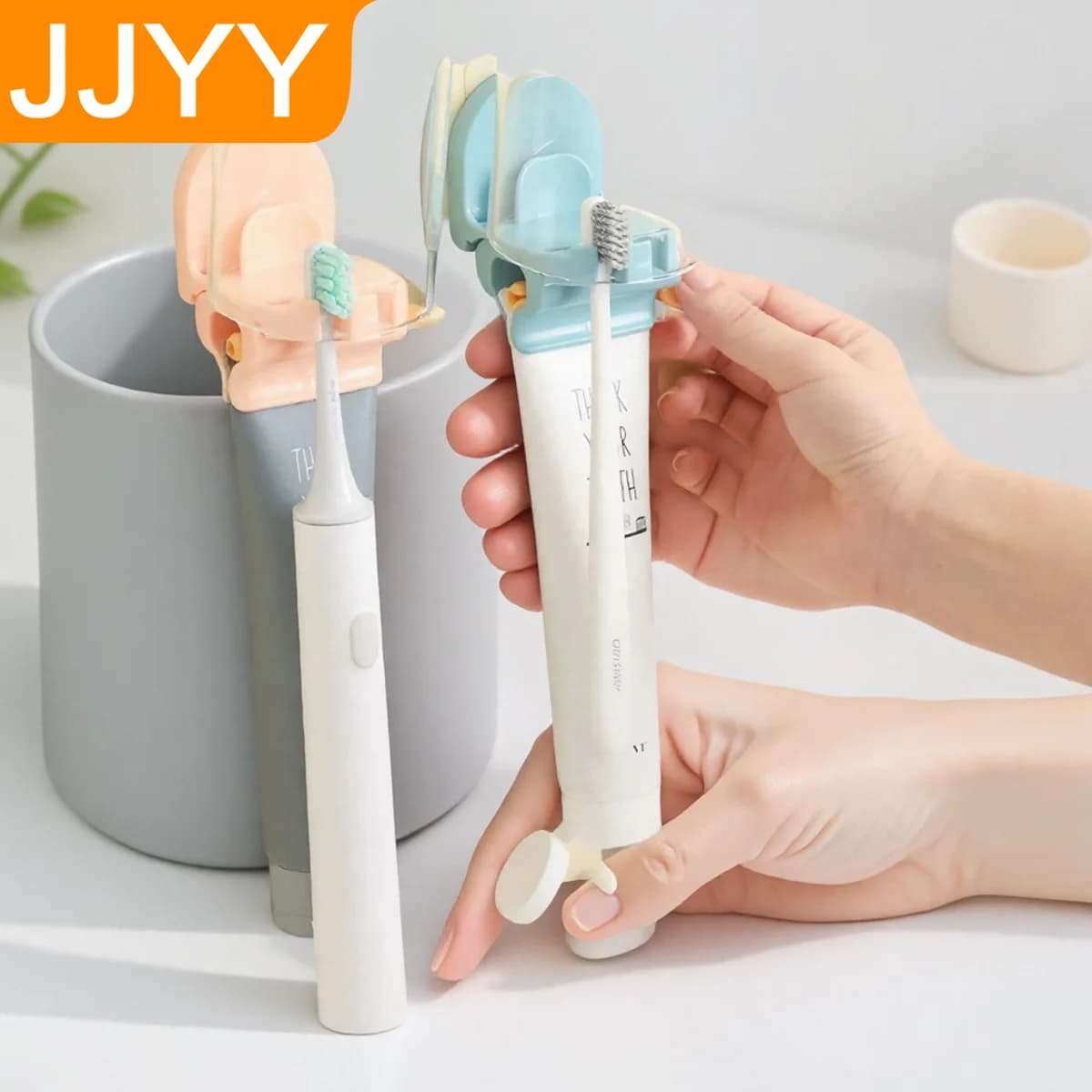 Portabicchieri multifunzionale per spazzolino da denti domestico Organizzatore da bagno con spremi dentifricio in plastica 3in1