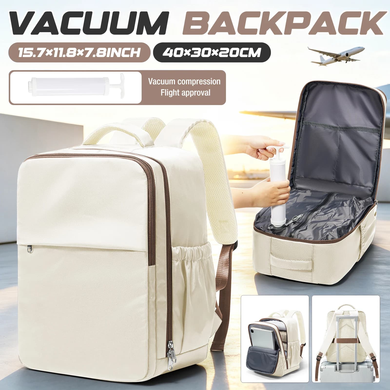 Vacuum Backpack Send Manual Pump Ryanair Backpack 40x30x20 Airplane Laptop School Backpack Travel Backpack Hand Luggage Aircraft