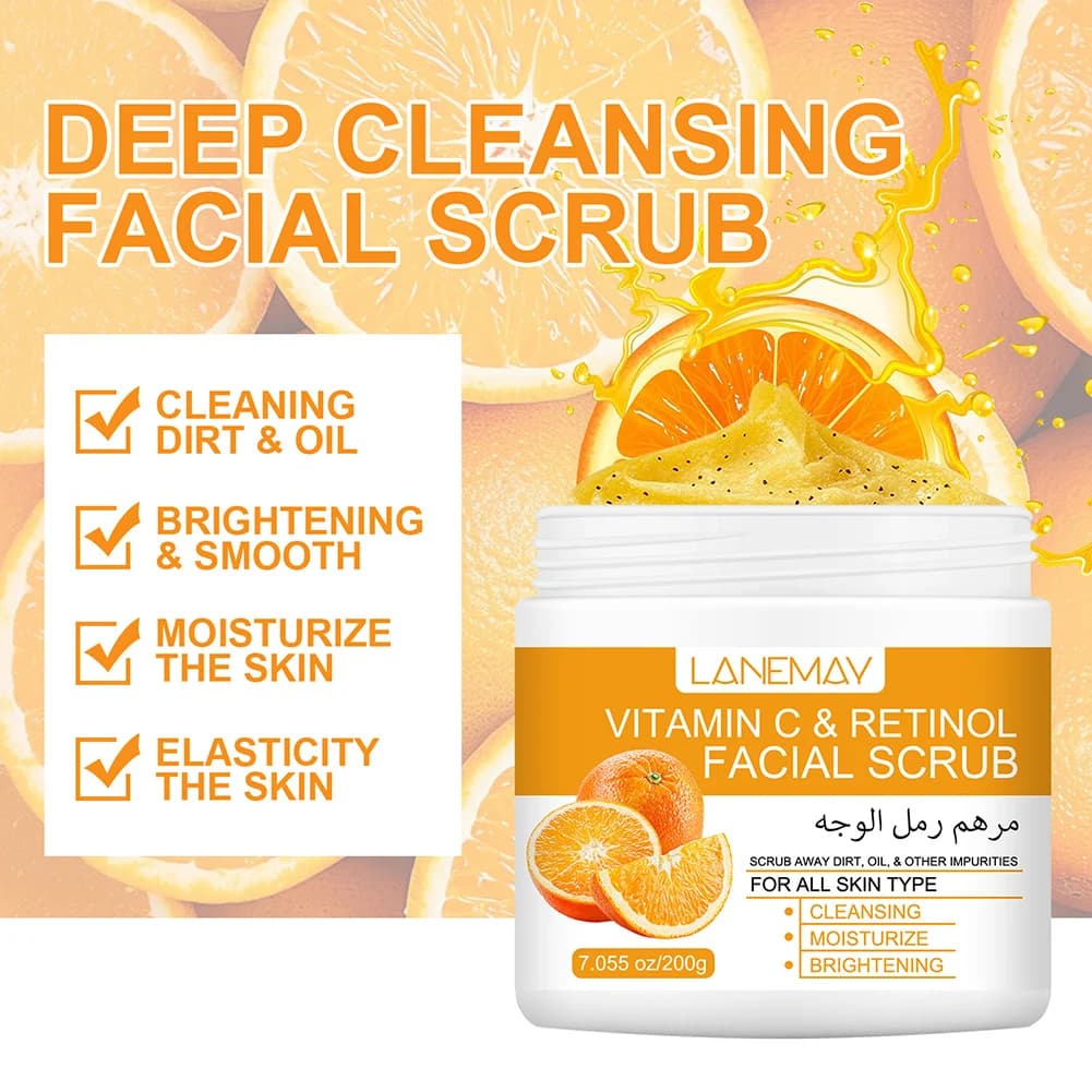 Vitamins C Retinols Facial Scrub Exfoliating Facial Wash Dark Spot Fading Radiances Boosting For All Skin Types For Skin Care