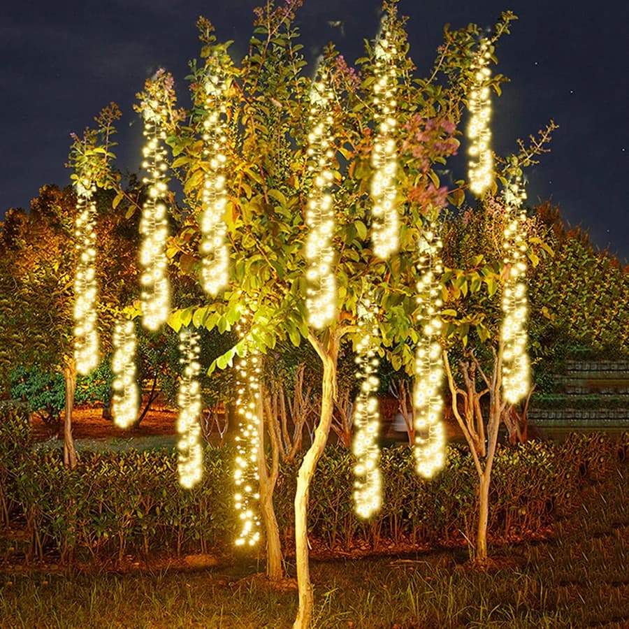 Luci a Cascata Meteorica 360 LED con Spina EU, Impermeabili per Esterni, Ghirlanda Luminosa Natalizia per Feste, Matrimoni e Decorazioni da Giardino