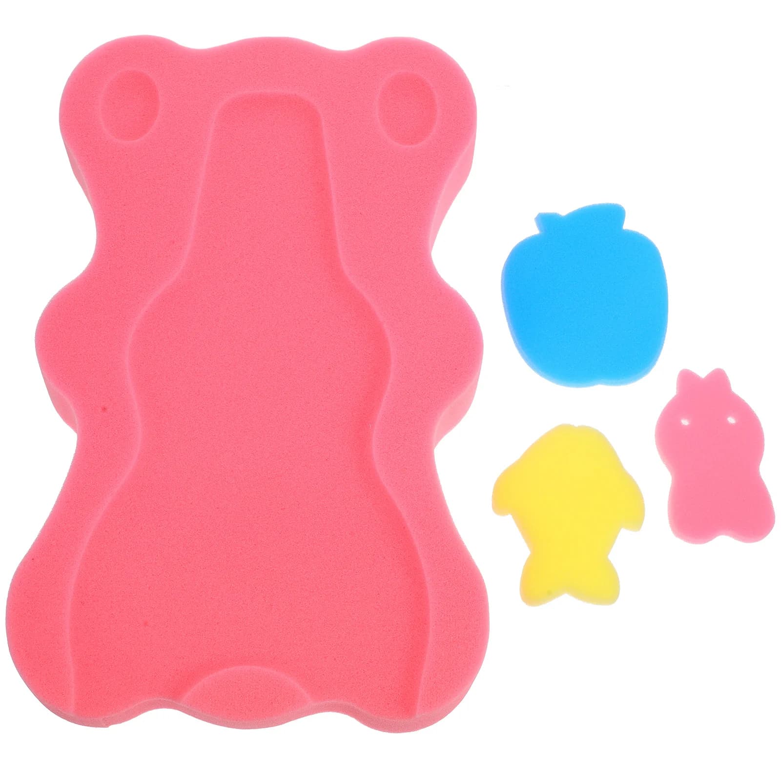 Tappetino da bagno per neonati, design a forma di orsetto, antiscivolo, ergonomico, in spugna, per neonati, doccia, confortevole, assorbente, rapido