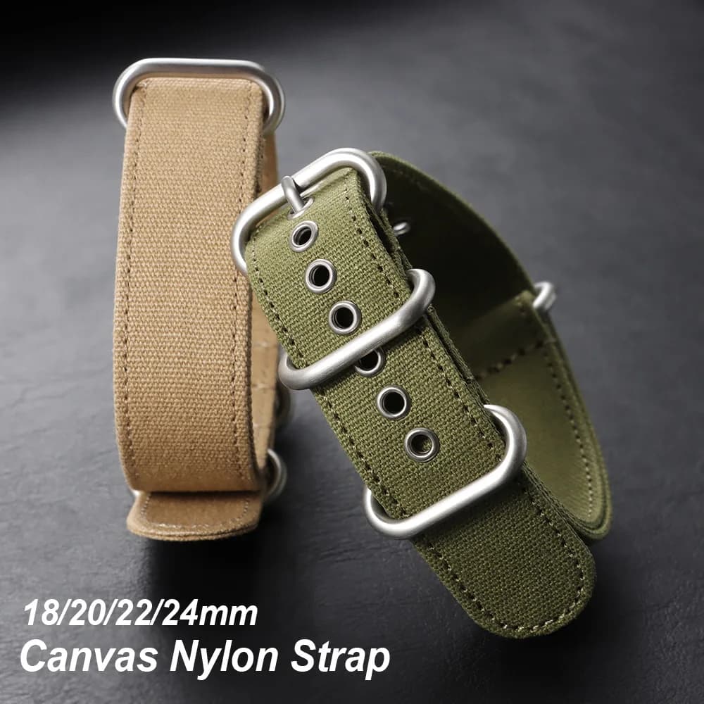 Cinturino per Orologio in Tela Nylon 18mm 20mm 22mm 24mm Nero Kaki Verde Bracciale Universale Sportivo Militare per Uomo e Donna