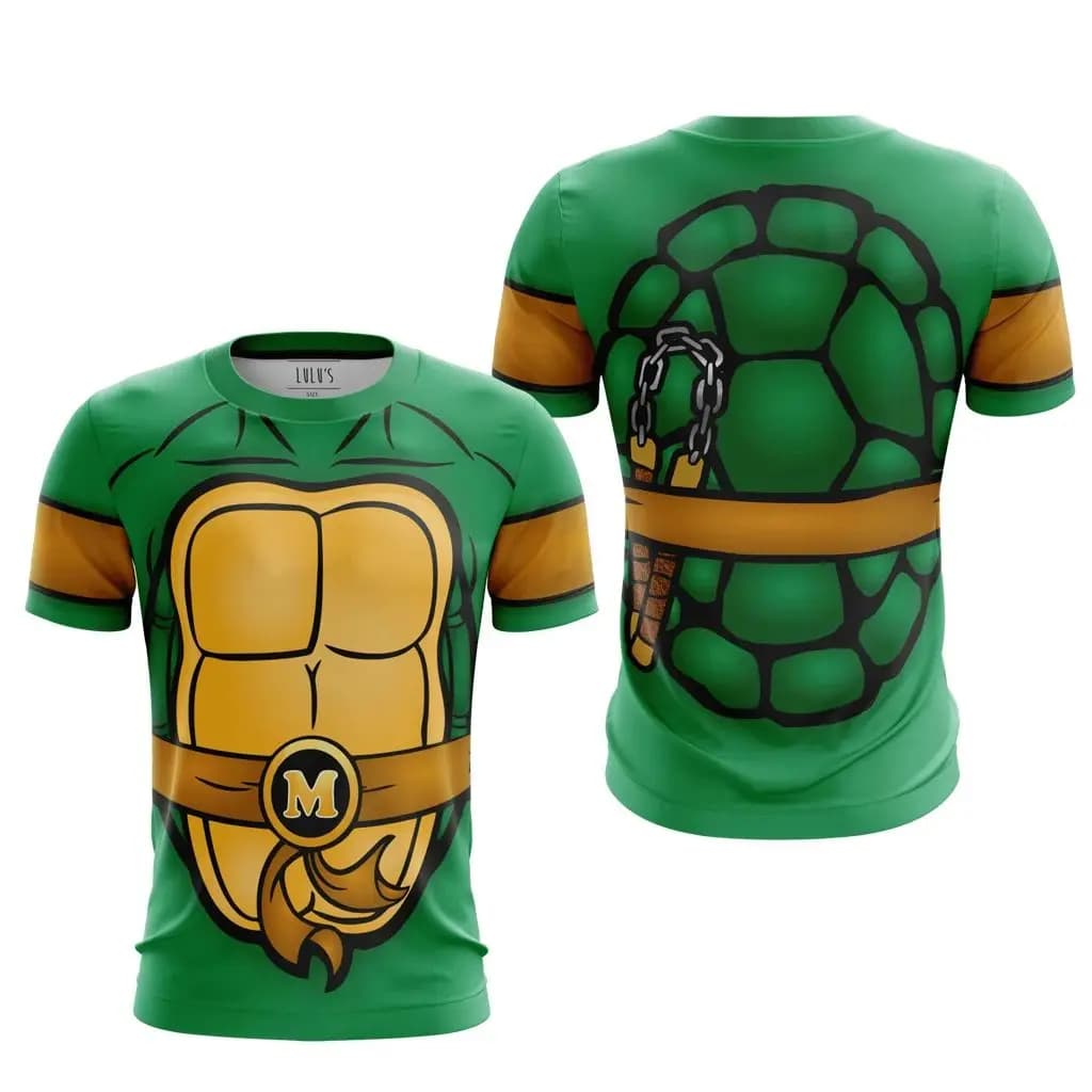 2026 Bandai Tartarughe Ninja Costume Cosplay Anime Classico Stampa All-Over T-Shirt per Adulti e Bambini Estiva Asciugatura Rapida Morbida Comoda Leggera