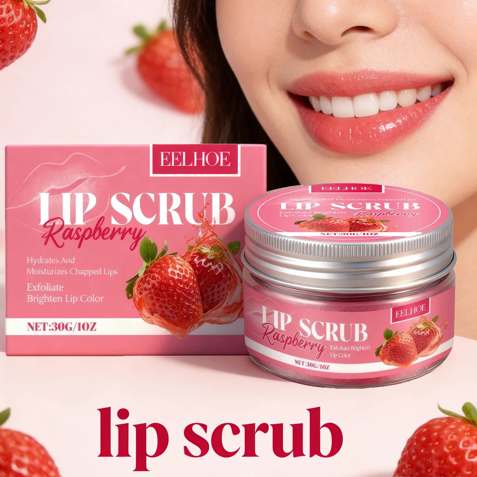 Scrub lips to strawberry Exfoliating Prevent drying Crepa Improve opacity Remove dead skin Hydrating Lip Care