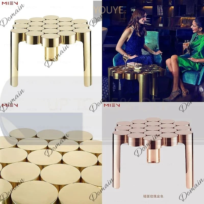 YT Trendy Round Coffee Table for Living Room, Minimalist Tripod Side Table, Stainless Steel Metal Accent Furniture