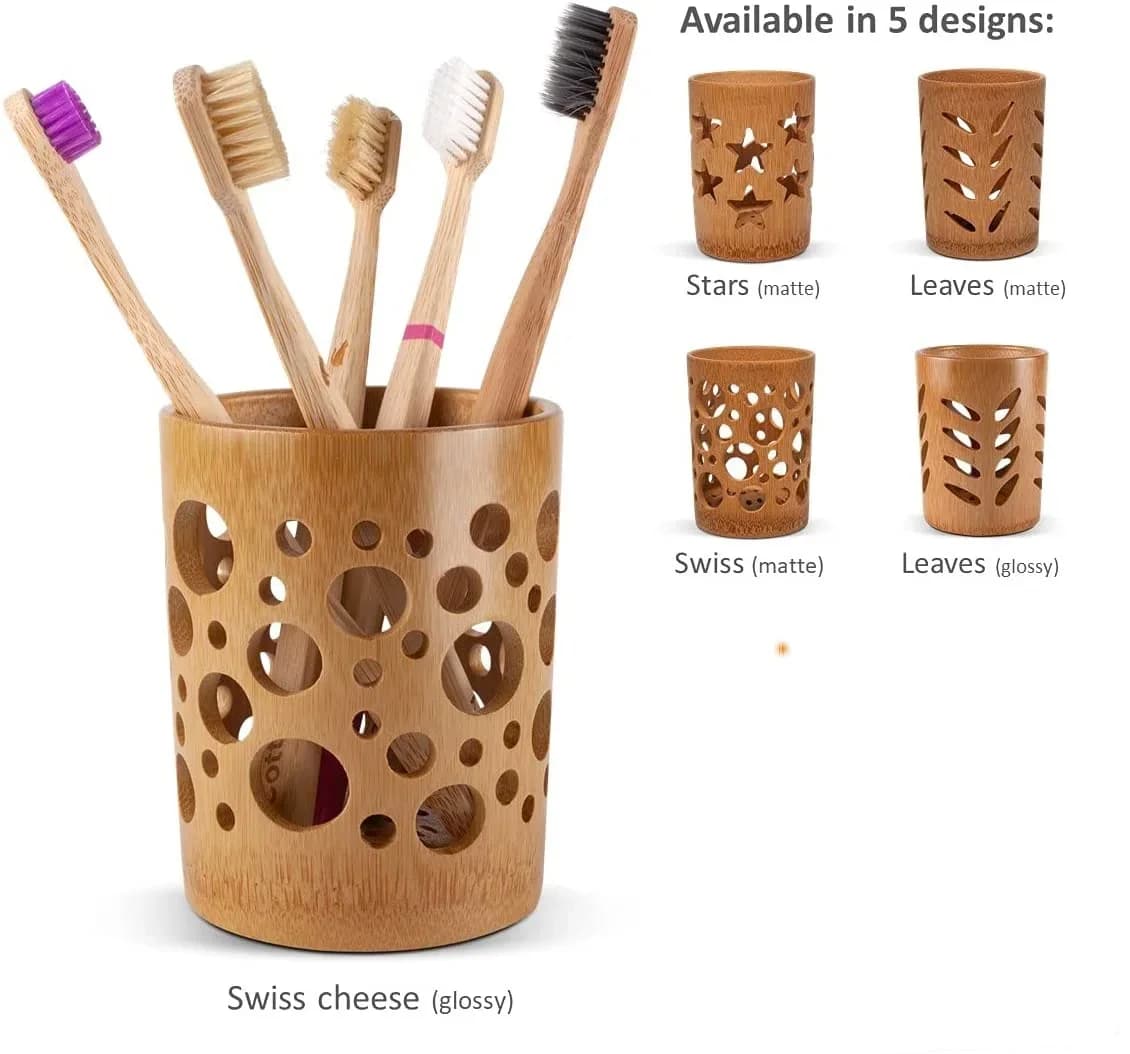Portabicchieri per spazzolino in tubo di bambù, drenaggio, circolazione dell'aria, porta spazzolino per la casa, bagno, uffici, decorazioni