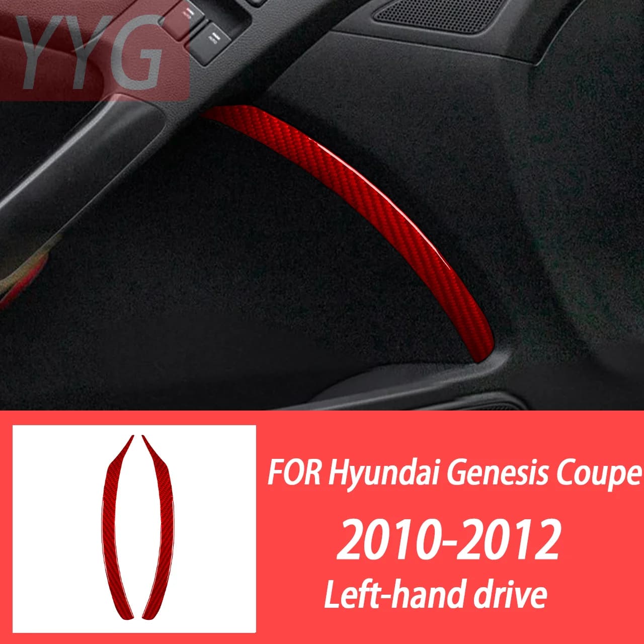 Adesivi in Fibra di Carbonio per Hyundai Genesis Coupe 2010-2012, Decorazioni Interne per Porte e Braccioli