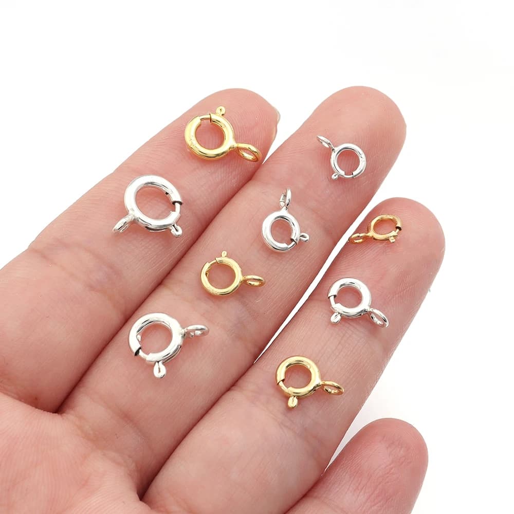 5 pezzi S925 chiusura ad anello a molla in argento sterling con anello di salto aperto chiusura per gioielli per connettori per bracciale collana a catena all'ingrosso