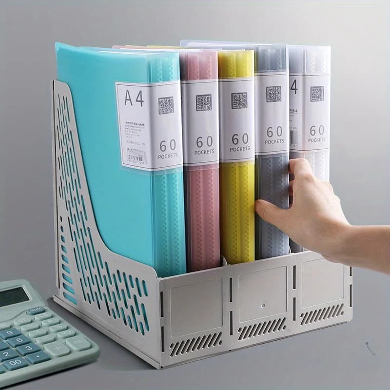 60 pagine interne, una cartella con inserto trasparente A4 per organizzare materiali, una cartella da ufficio multistrato di grande capacità
