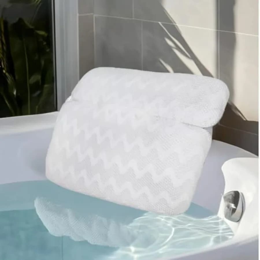 Cuscino da Bagno di Lusso - Antiscivolo e Spesso per Supporto di Testa, Collo, Spalle e Schiena - Morbido e Grande, Comodo per Vasca da Bagno