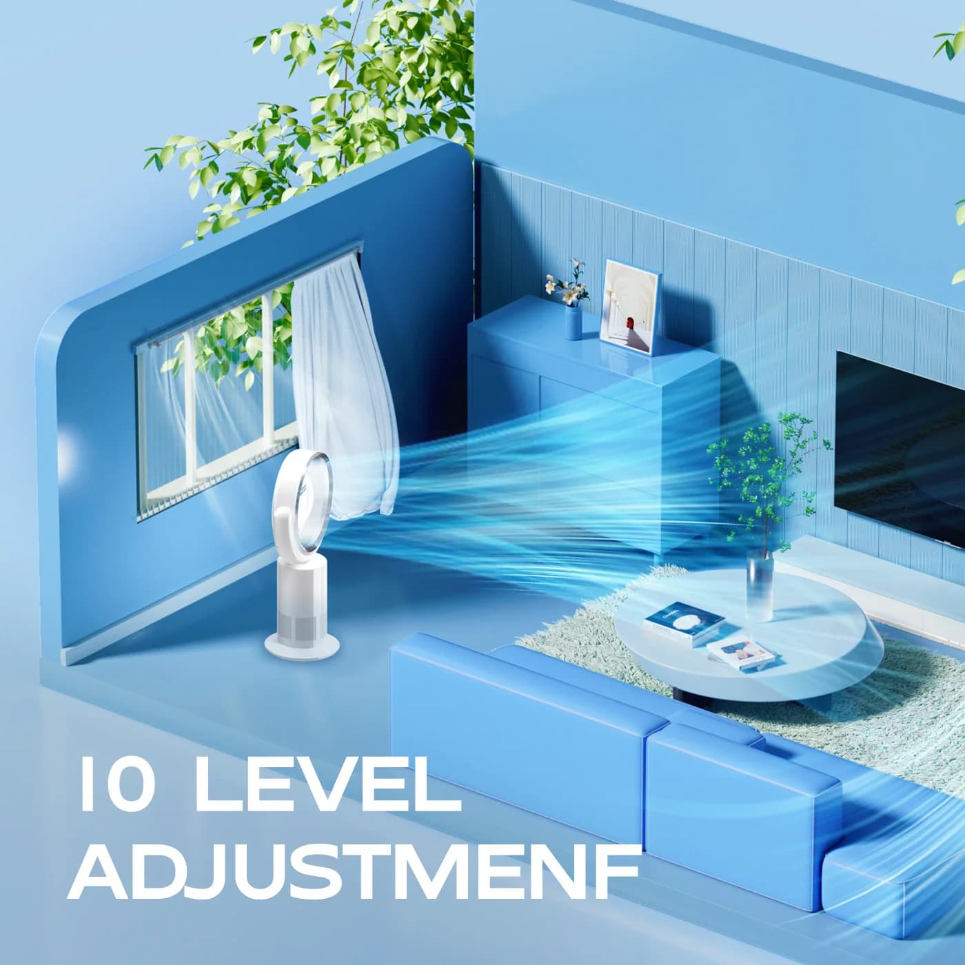 COEUS 20-30CM Ologramma 3D Ventilatore senza lama Raffreddamento elettrico Torre da tavolo Supporto intelligente da pavimento con condizionatore d'aria per interni