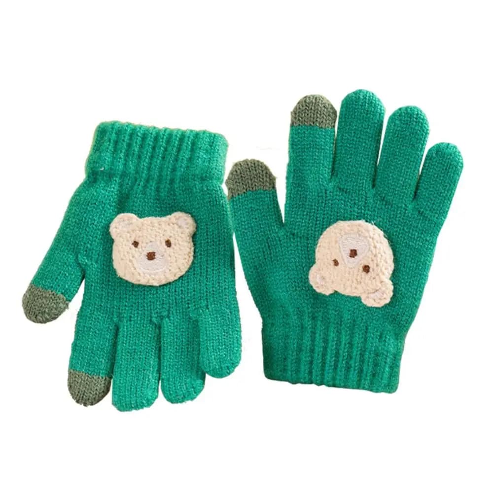 Guanti da cartone animato 2-6 anni Ganci all'uncinetto Orso Guanti caldi a prova di freddo Scaldamani antivento con dita intere Autunno Inverno
