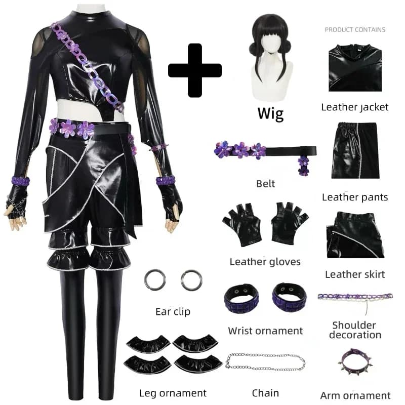 Bambini Rumi Zoey Mira Demon Hunters Kpop Costume Cosplay per bambine Abbigliamento stampato Abiti da gioco di ruolo Vestito di carnevale di Halloween
