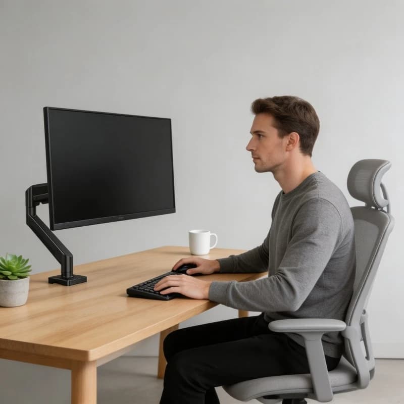 Supporto per Monitor Singolo da Casa e Ufficio, per Schermi da 14-32 Pollici, Altezza Regolabile, Base a Morsetto C-Clamp