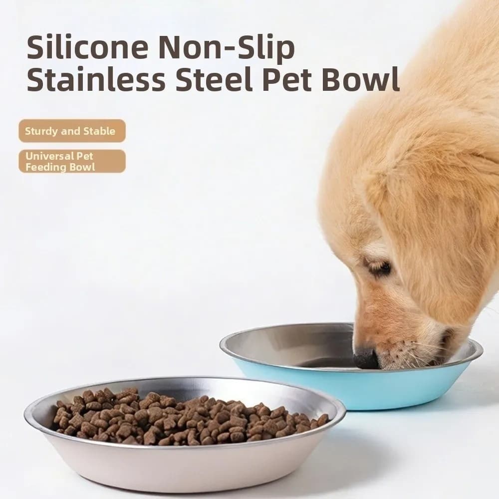Ciotola per Cani in Acciaio Inox a Bocca Larga, Antiscivolo e Antiribaltamento, Ciotole Impilabili per Gatti con Base in Silicone, Piatto per Cibo e Acqua per Animali Domestici