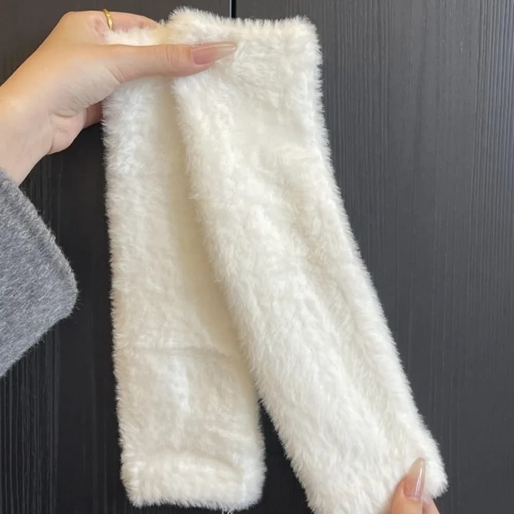 Breathable Korean Style Knitted Warm Sleeves Solid Color Hole Woolen Gloves Sweet Elastic Warm Arm Covers JK