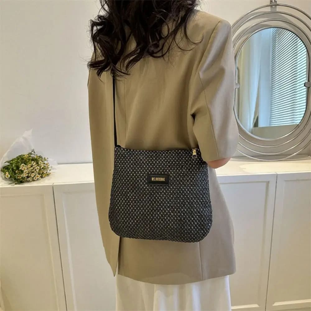 New Fashion Straw Crossbody Bag Women Retro Woven Shoulder Handbag Summer Messenger Purses Shopping Bag