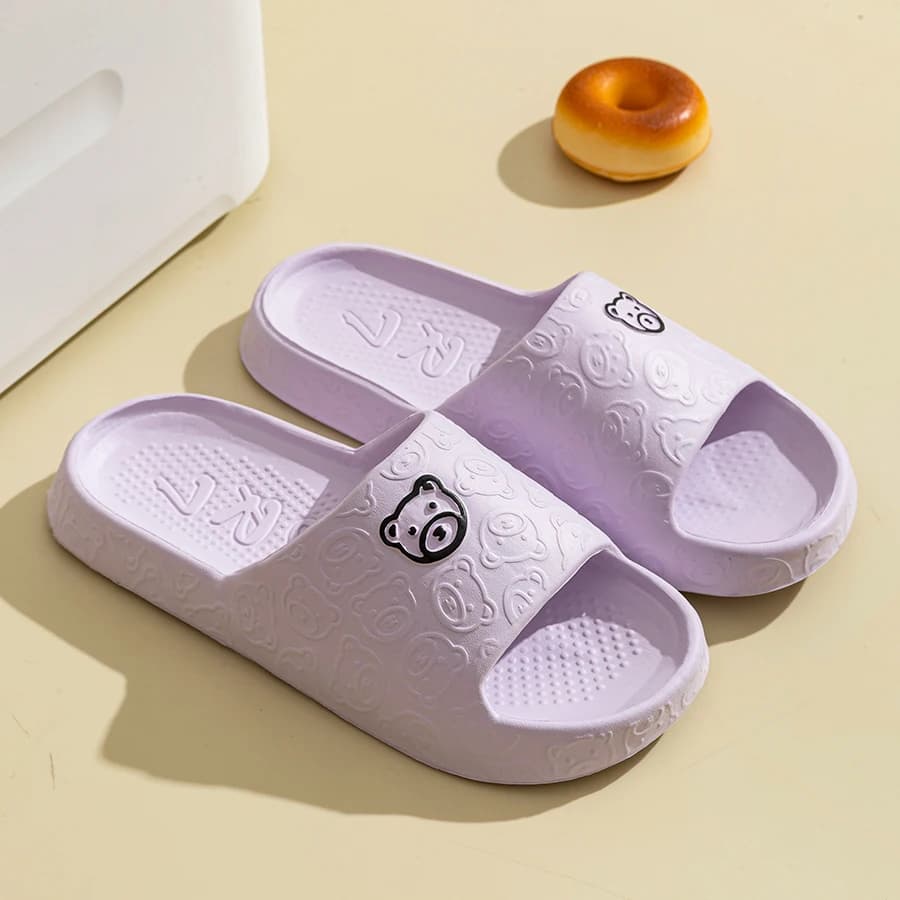 Pantofole per bambini Scarpe genitore-figlio Moda Simpatico orso Stampa Estate Suola morbida Antiscivolo Comfort Scarpe per la casa per la camera da letto per il tempo libero