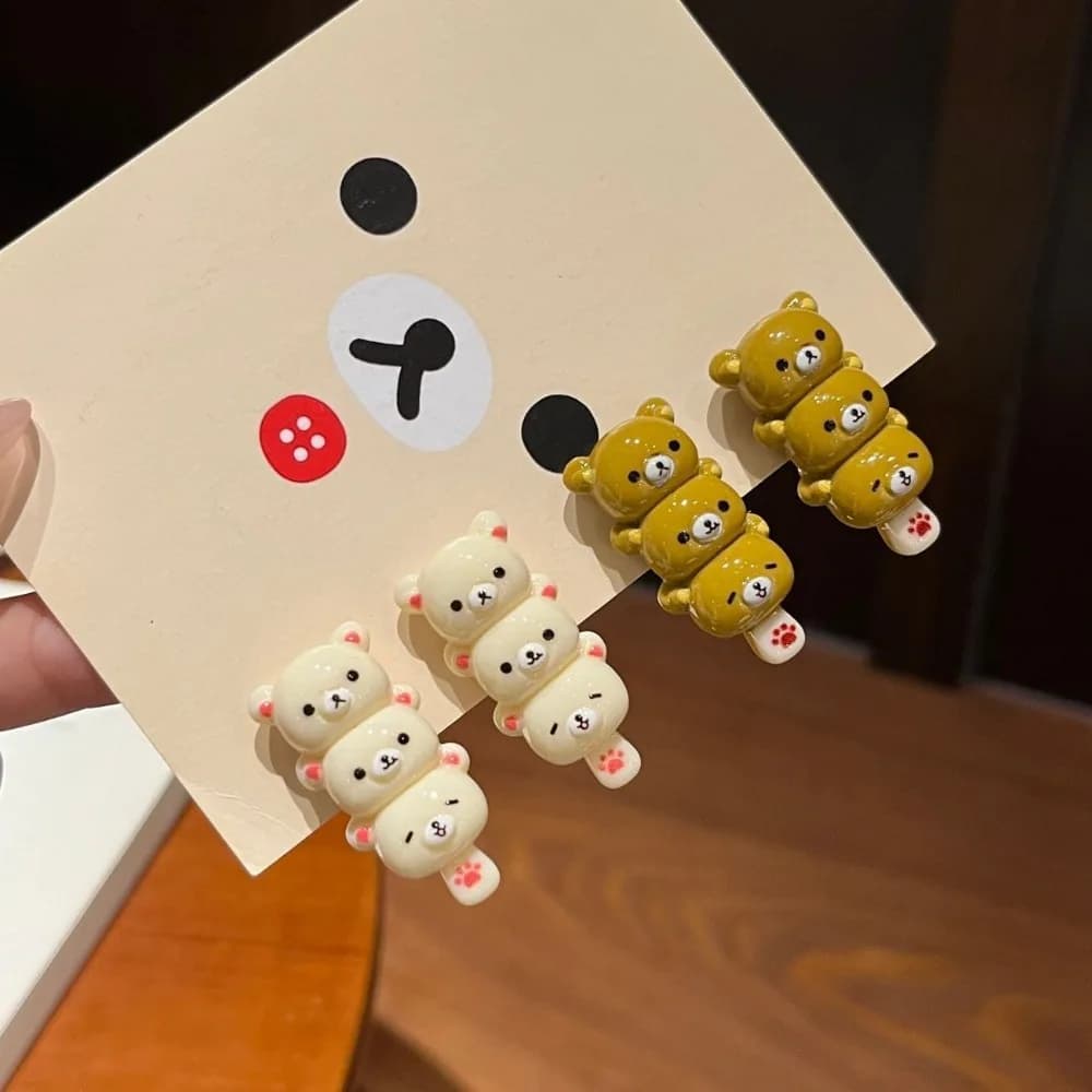 2pcs Cute Rilakkuma Hair Clips Women Bangs Clips Versatile Side Hairpins Cartoon Anime Sweet Hair Accessories School Party Gift