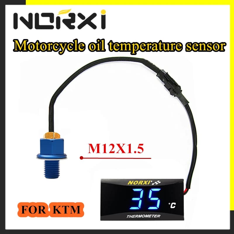 Motorcycle Oil Temperature Gauge Digital Oil Temperature Meter Electronic Oil Thermometer with Sensor Adapter for KTM EXC300 450