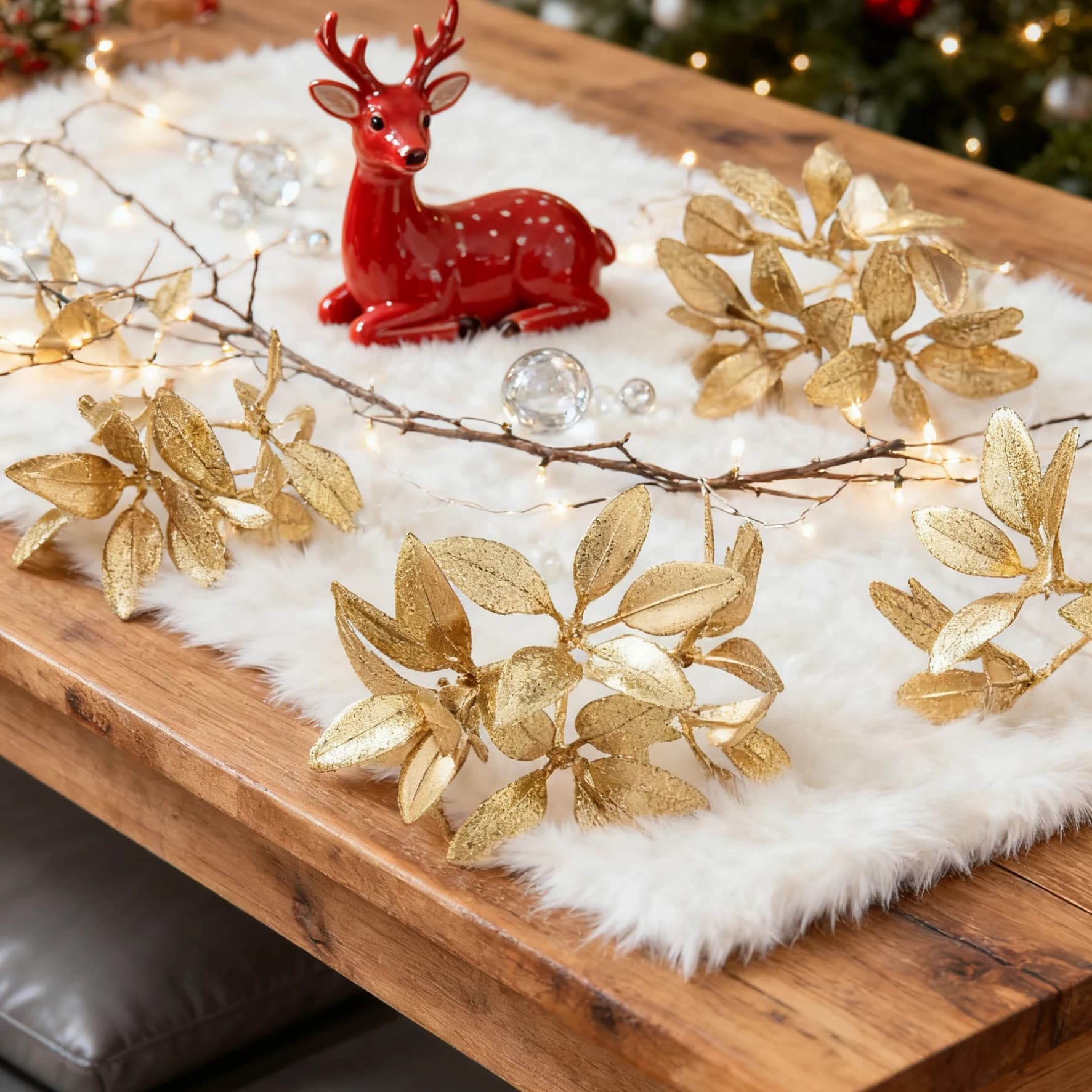 2/4pcs Artificial Flowers Plants Golden Pine Home Fall Christmas Tree Wedding Wreaths Decor Bridal Accessory Yards DIY Gifts Box