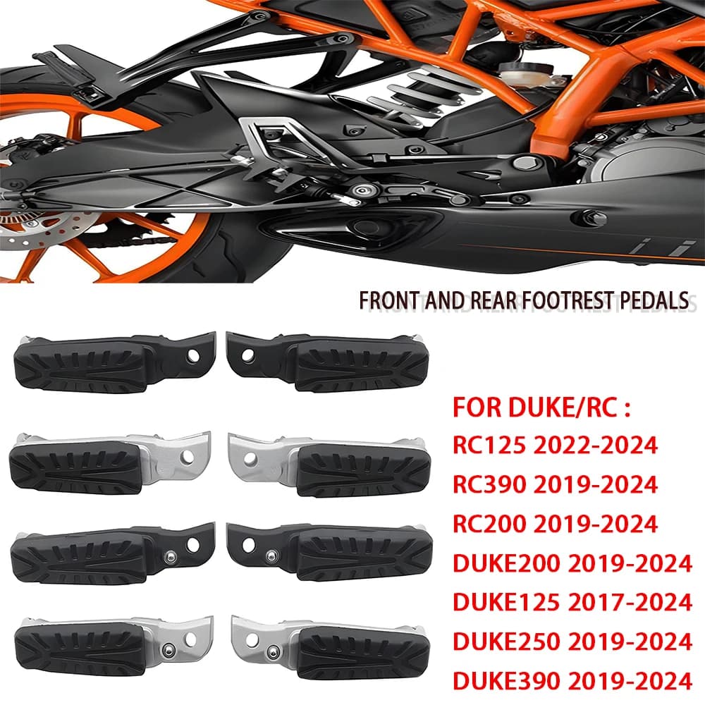2019-2024Per DUKE 125 200 250 390 RC125 RC200 RC390 Moto Anteriore Posteriore Poggiapiedi Pedane Pedali Duke250 Duke390 Duke200