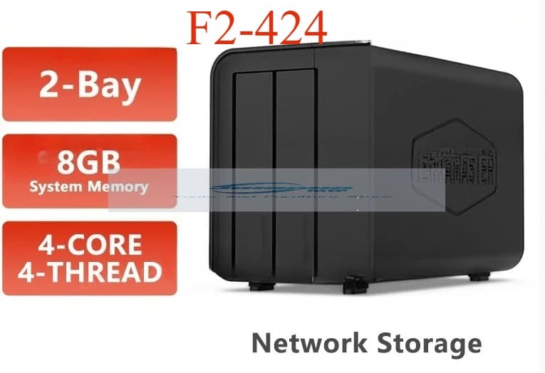 TERRAMASTER F2-424 8GB NAS Storage 2Bay - Quad-Core, Porta 2.5GbE, Storage di Rete ad Alte Prestazioni (Senza Dischi)