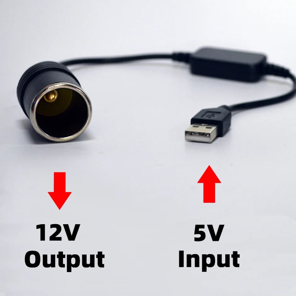 Cavo convertitore da 5V a 12V, prolunga per caricabatterie USB o Type-C a presa accendisigari, adattatore di alimentazione, accessori elettronici