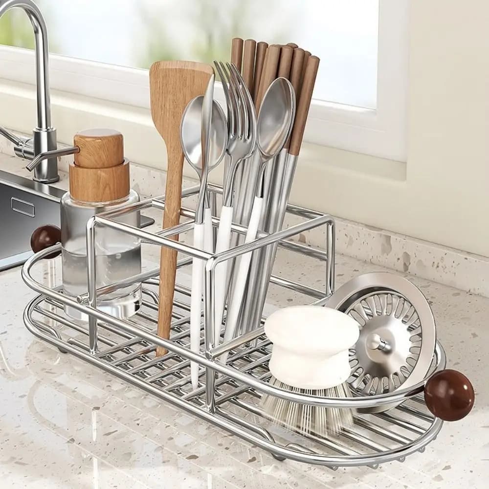 Stainless Steel Toothbrush Holder Waterproof Rustproof Mouthwash Cup Rack Quick Dry Space Saving Cutlery Storage Rack Shower