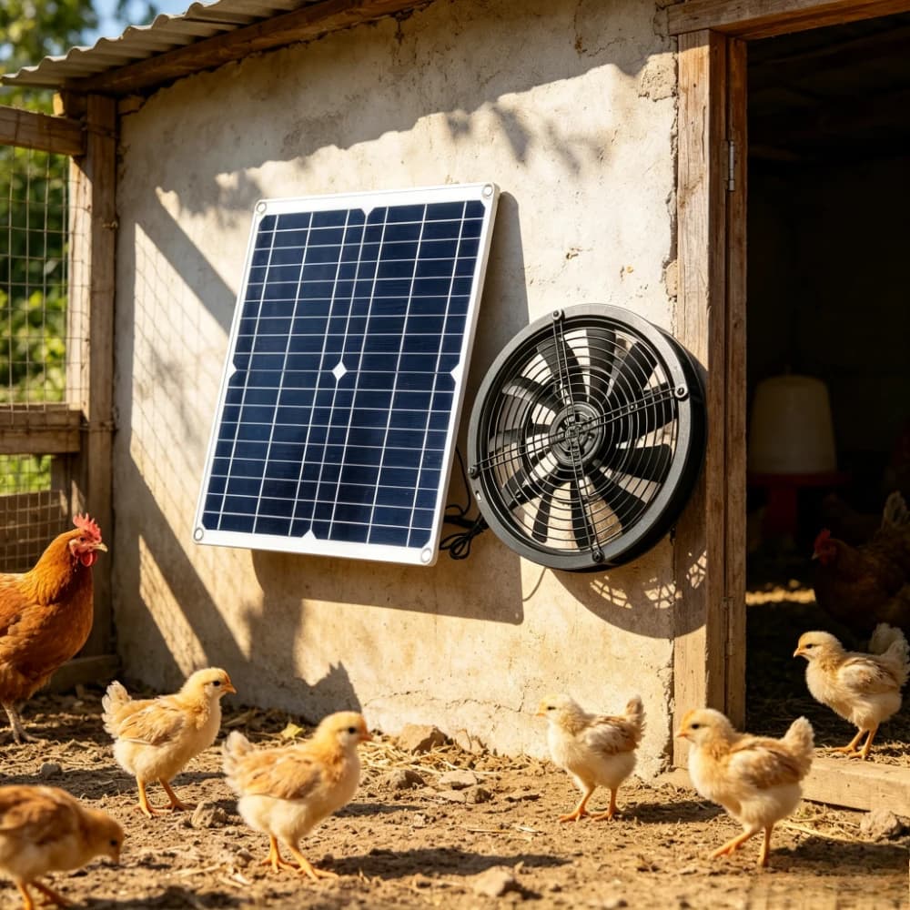 Kit Ventilatore Solare da 15W 25W per Serra, Pollaio, Cuccia per Cani, Camper, Capanno - Scarico Aria Esterno Resistente alle Intemperie