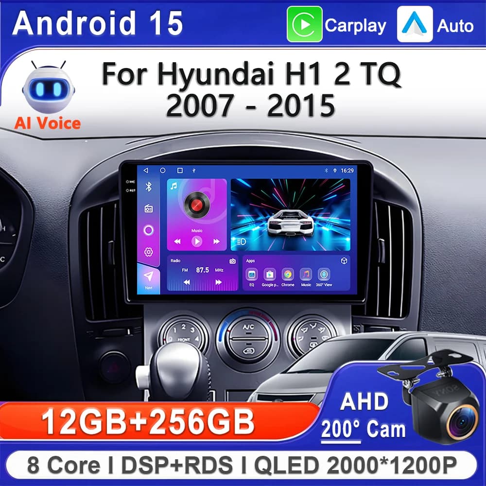 Android 15 2K Incell Schermo Multimediale Per Hyundai H1 2 TQ 2007 - 2015 Navigazione GPS CPU ad alte prestazioni Touch Screen Dash Cam