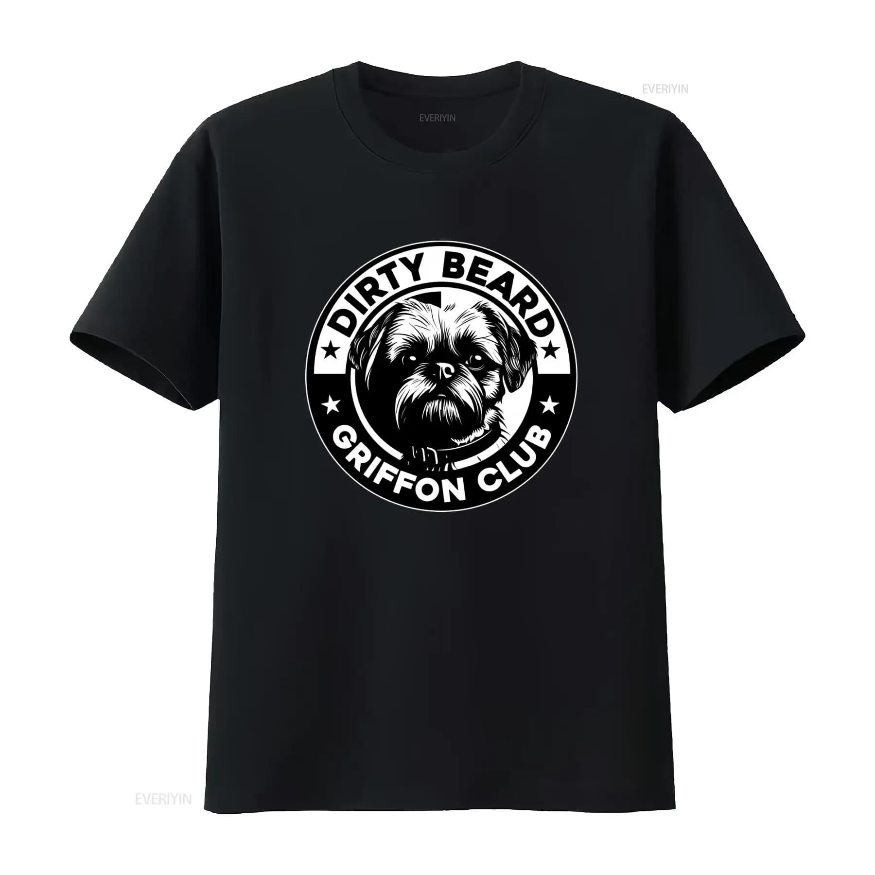 Maglietta con stampa Dirty Beard Griffon Club Brussels Dog Biker Style per uomo, abbigliamento vintage lavato, abbigliamento di design unisex