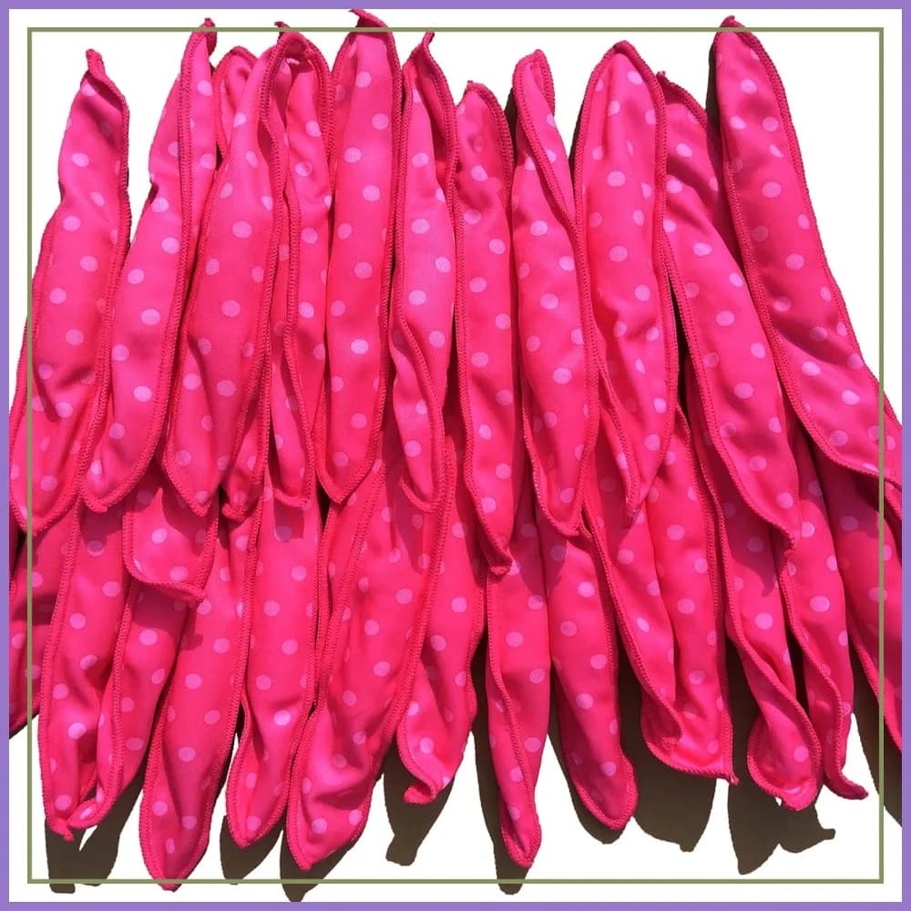 Bigodini in schiuma senza calore per ricci notturni, set morbido in spugna satinata (30 pezzi, rosa)