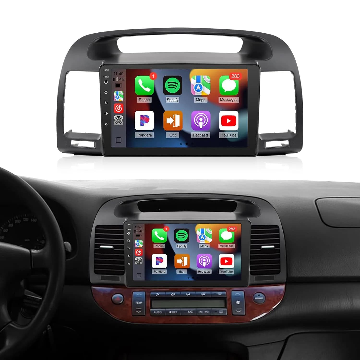 Fast Boot 9" IPS Screen for Camry with Wireless Carplay/Android Auto/Bluetooth/FM/Mirrorlink/SWC/Camera (Fit J.B.L System)