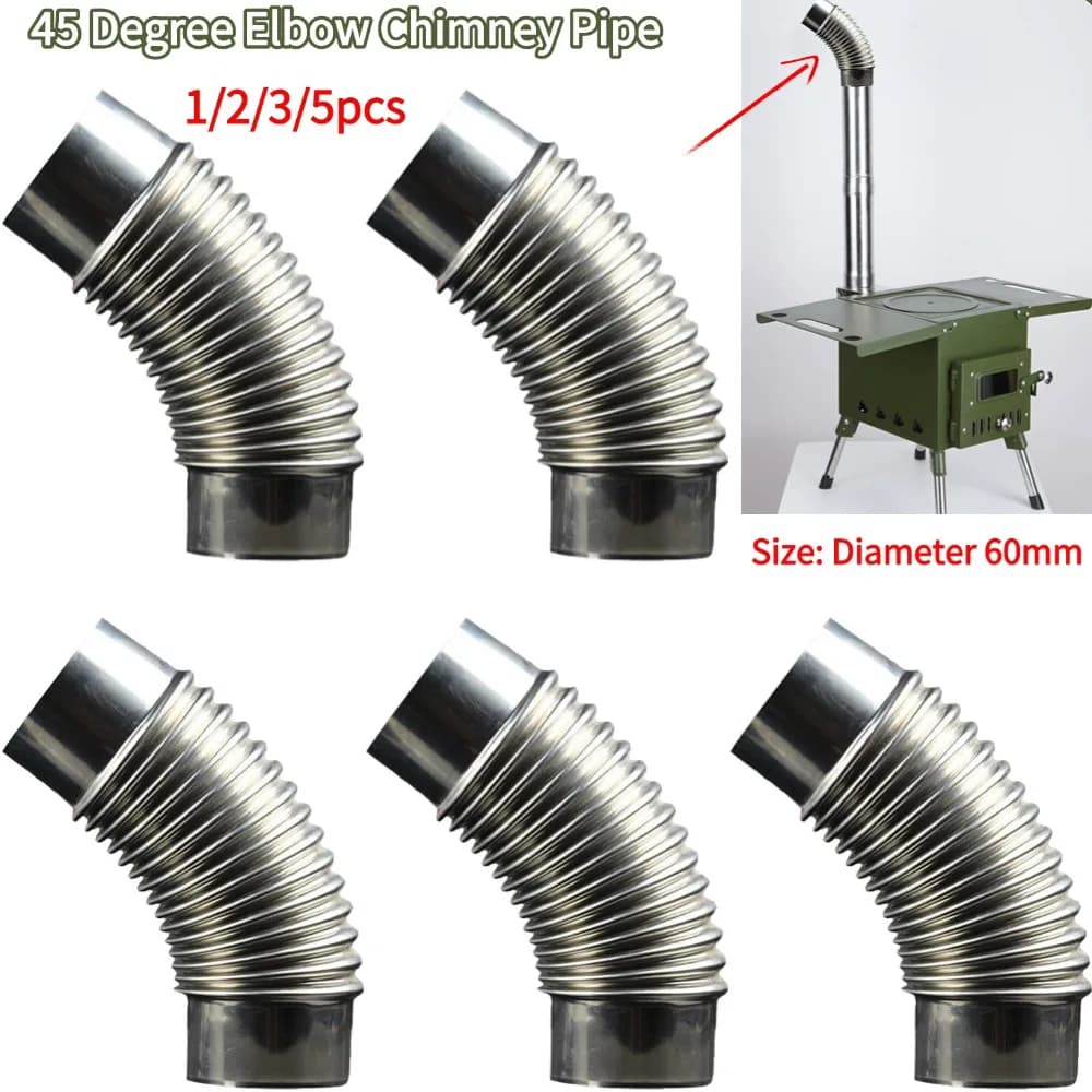 45-degree elbow chimney pipe 60 mm steel pipe for multi barrel stainless steel steam pipe exhaust pipe for outdoor camping fireplace