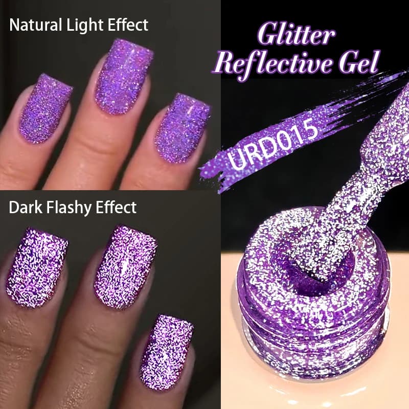 UR SUGAR 15ml Viola Gel Riflettente Smalto per unghie Glitter Fluorescente Neon Semi Permanente UV LED Gel Scintillante Nail Art Varnish