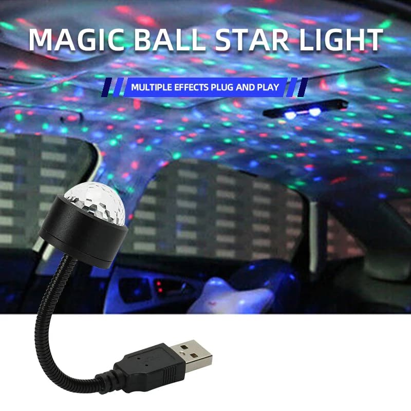 LED Cielo stellato Palla USB Proiettore di luce notturna Lampada d'atmosfera Lampada decorativa rotante RGB attivata dal suono per feste di Natale