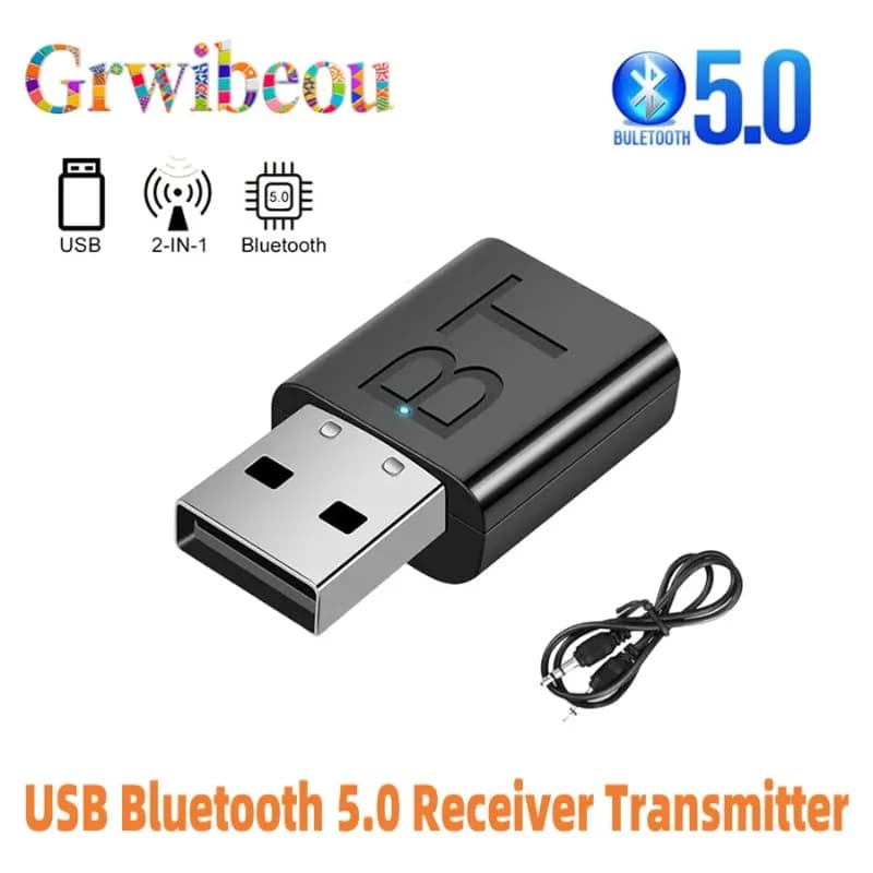 NUOVO 2 in 1 USB Bluetooth Ricevitore Trasmettitore Auto BT 5.0 Adattatore Audio TV Computer Convertitore Bluetooth Senza Fili Plug and Play