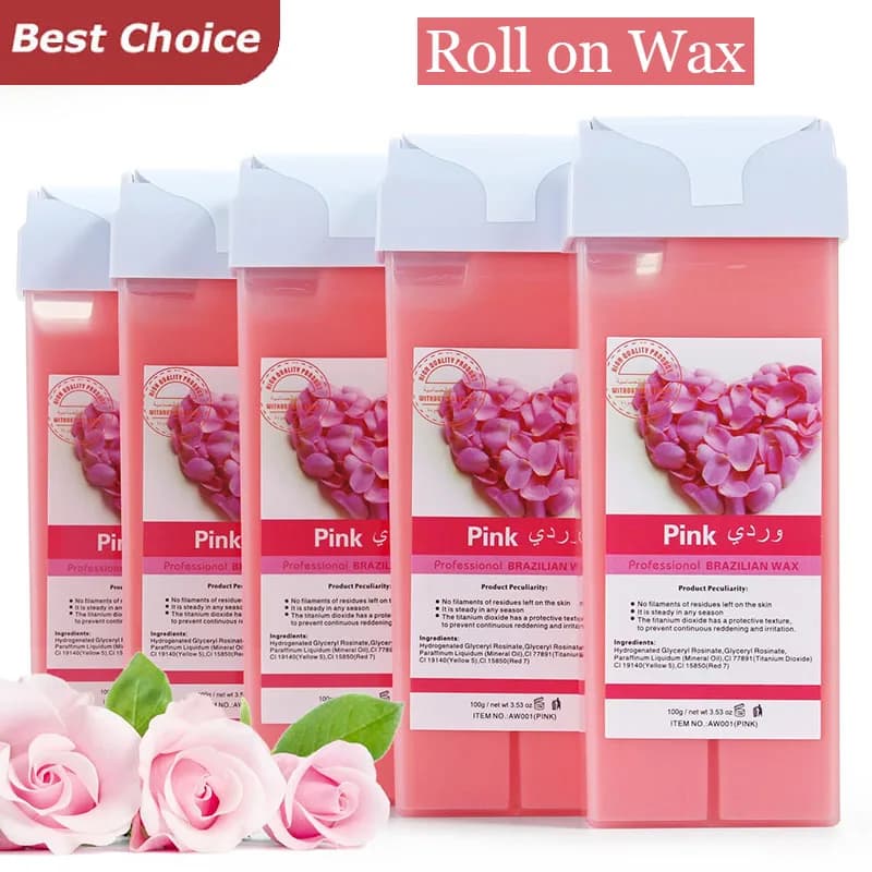 Honey Epilatory Waxing Kit Depilatory Roll on Wax Heater Machine with Refillable Wax Cream&100PCS Waxing Papers for Hair Removal
