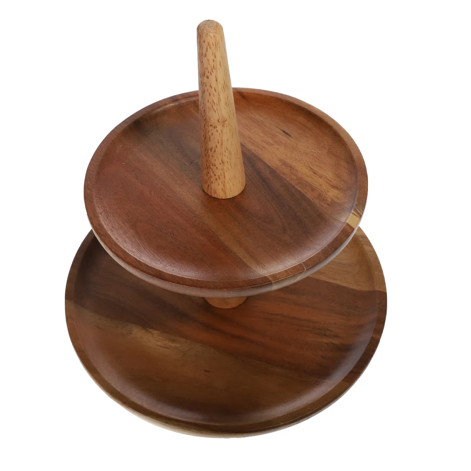 1Pcs Natural Wood Candy Serving Plate Double Level Design Snack Organizer for Nuts Dried Fruits Chocolates Home Kitchen Table