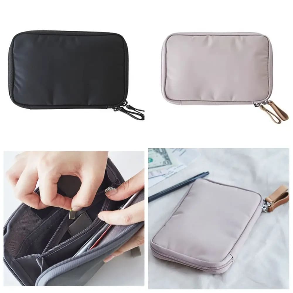Portafoglio da viaggio in tinta unita Porta biglietti Porta passaporto in nylon coreano Porta carte di credito multifunzione resistente all'acqua da viaggio